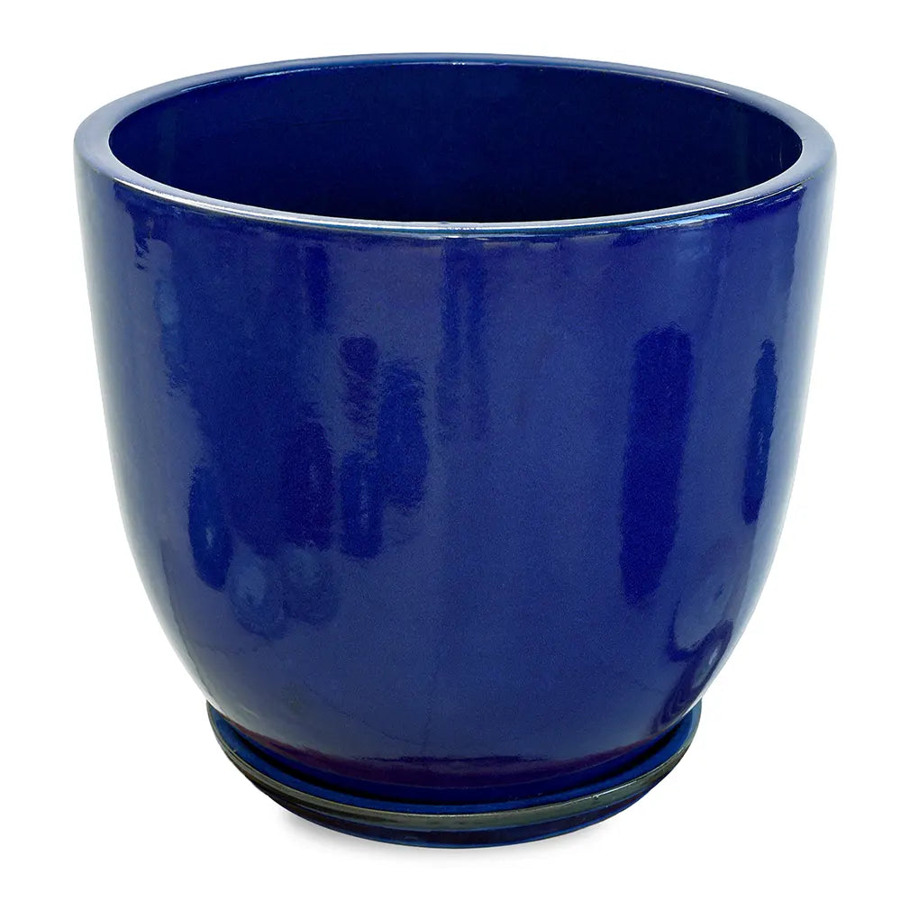 FARIA BLUE CERAMIC PLANTER D48CM