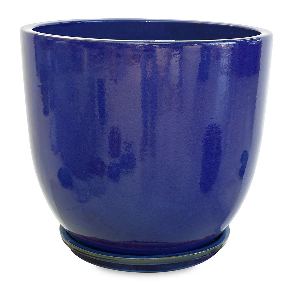 FARIA BLUE CERAMIC PLANTER D48CM