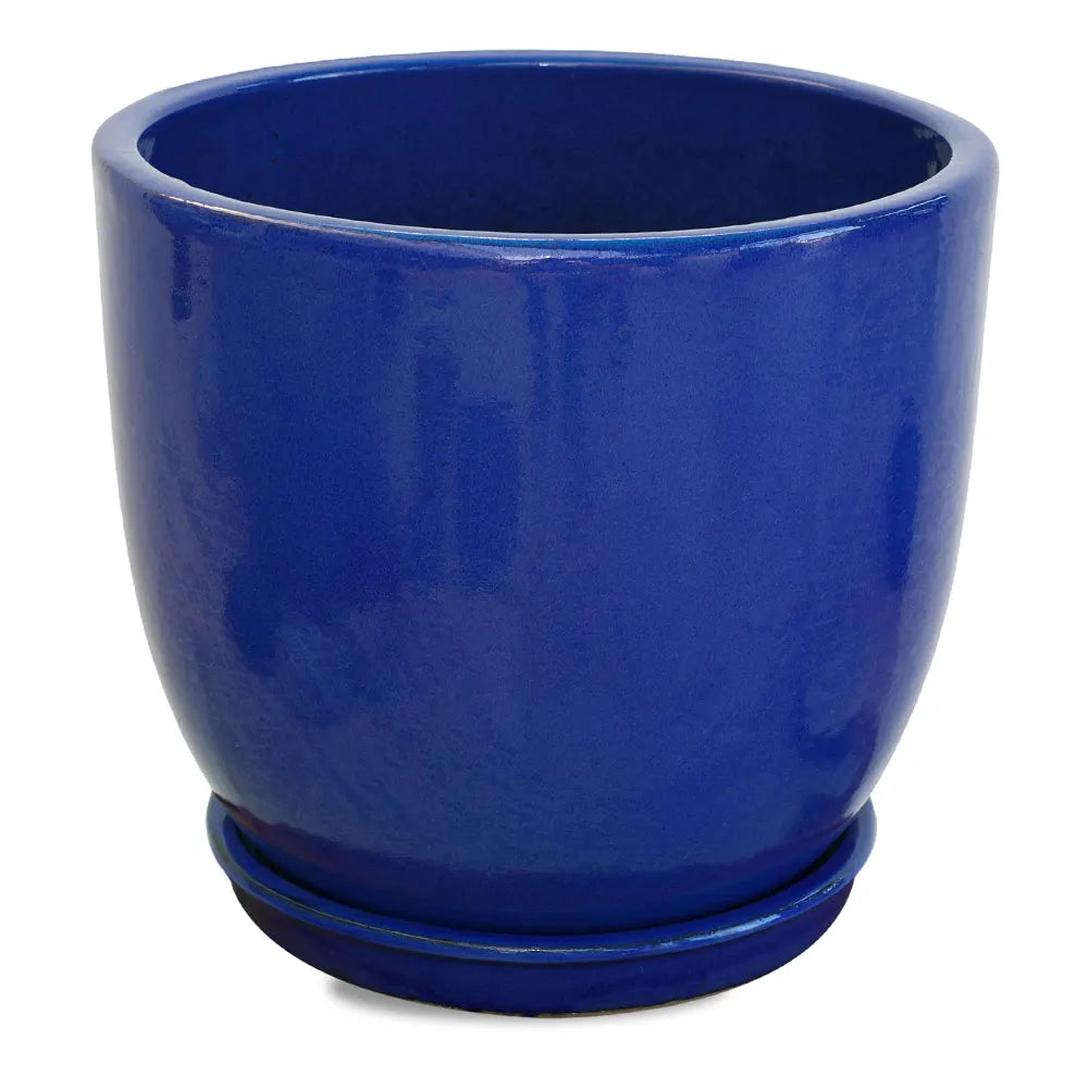 FARIA BLUE CERAMIC PLANTER D38CM