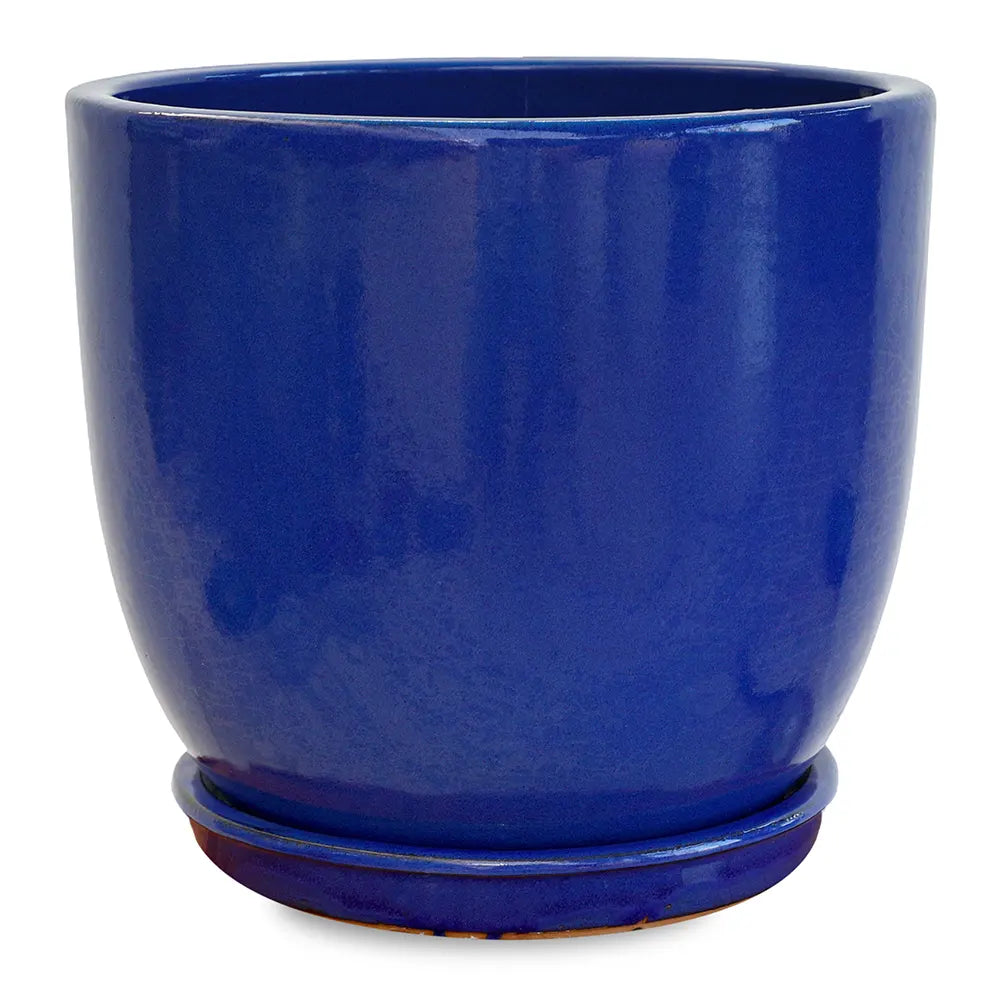 FARIA BLUE CERAMIC PLANTER D38CM