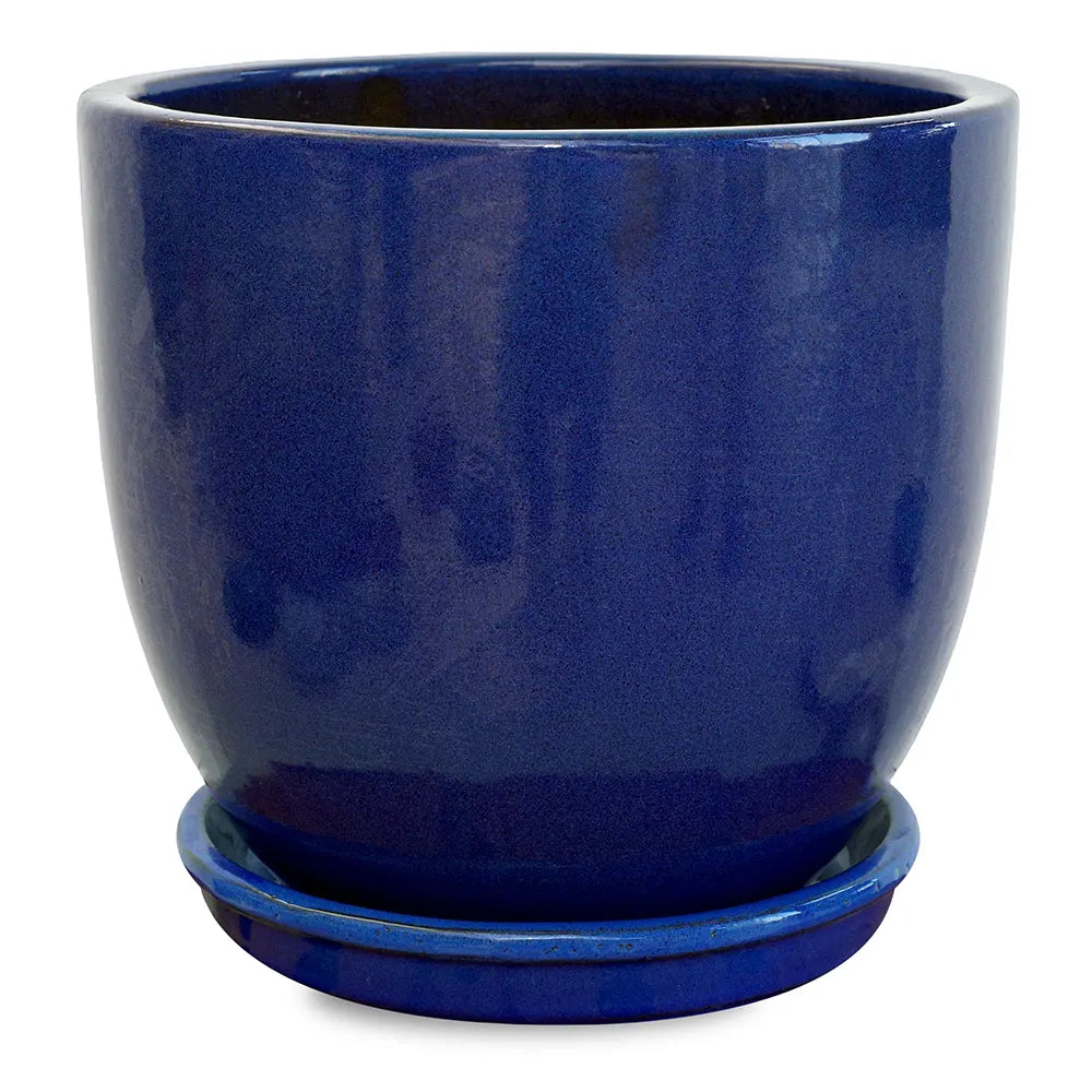 FARIA BLUE CERAMIC PLANTER D30CM
