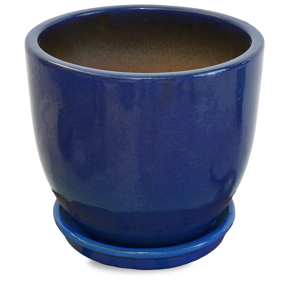 FARIA BLUE CERAMIC PLANTER D30CM