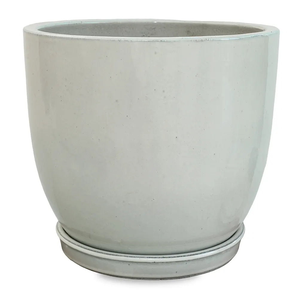 FARIA WHITE CERAMIC PLANTER D38CM