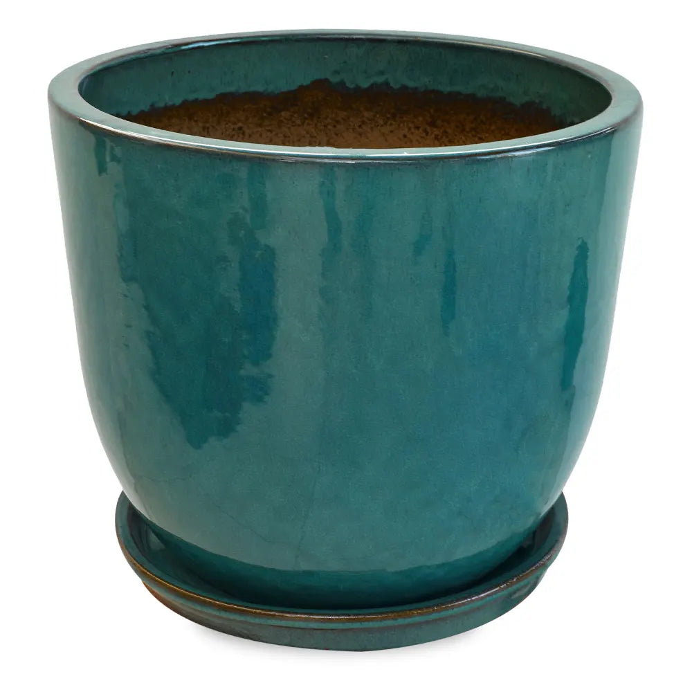 FARIA TURQUOISE CERAMIC PLANTER D48CM