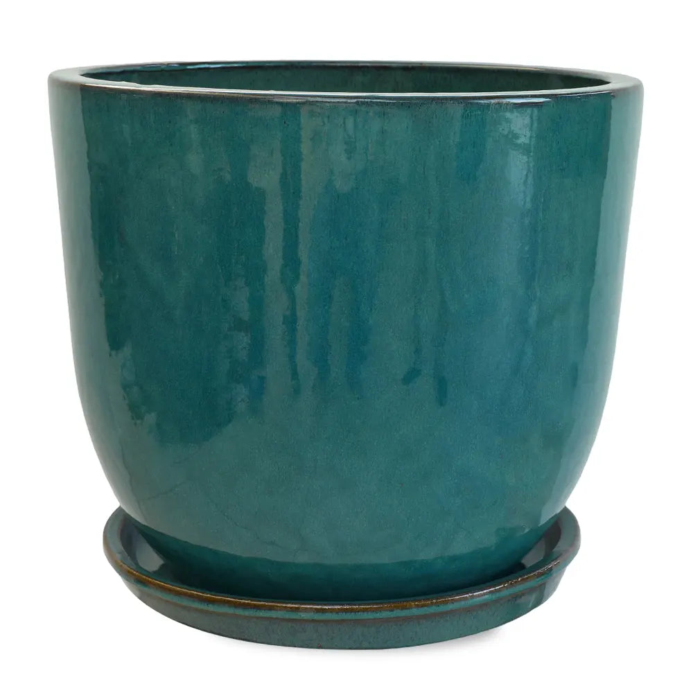FARIA TURQUOISE CERAMIC PLANTER D48CM