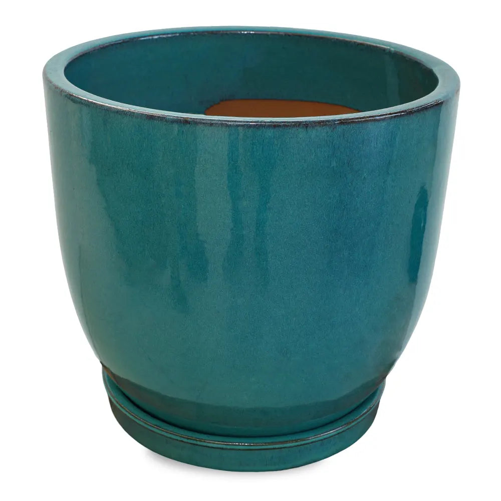 FARIA TURQUOISE CERAMIC PLANTER D38CM