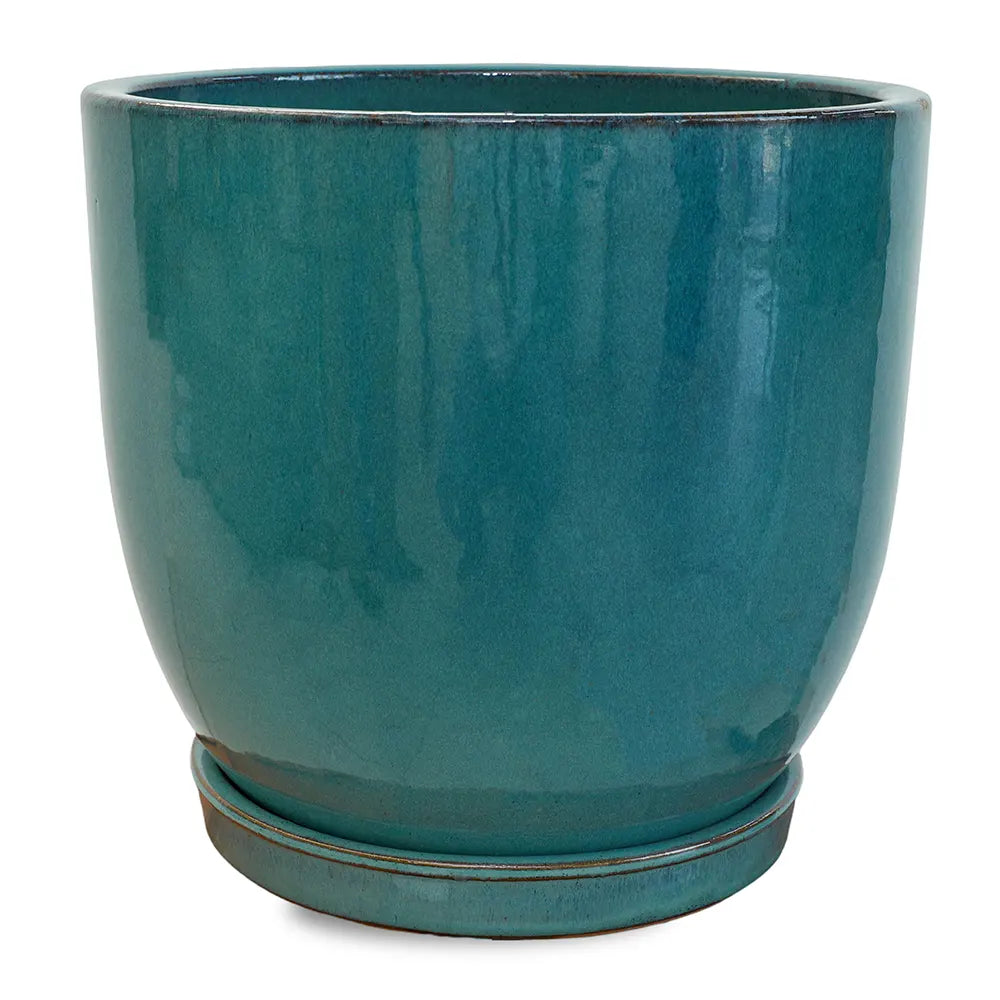 FARIA TURQUOISE CERAMIC PLANTER D38CM