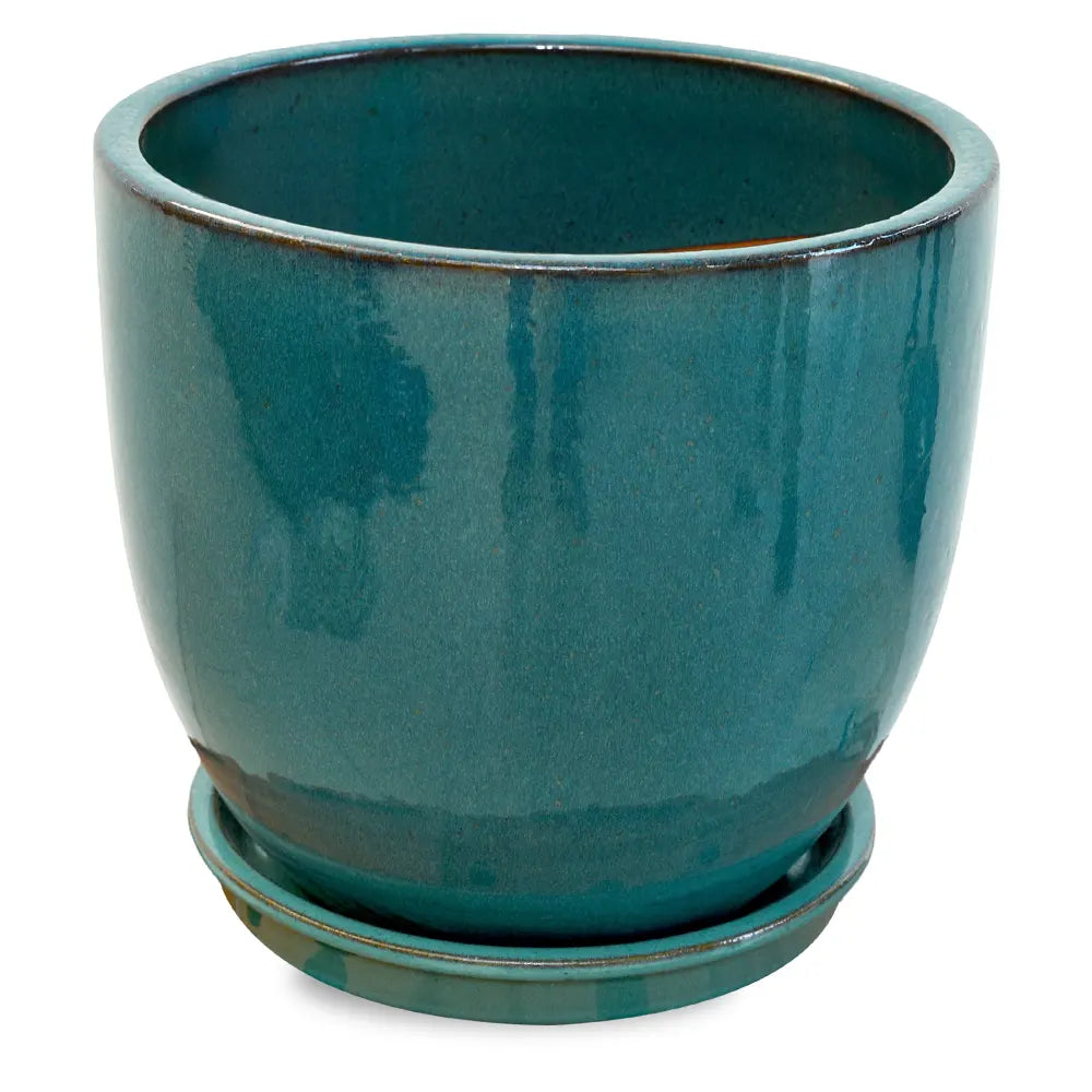 FARIA TURQUOISE CERAMIC PLANTER D30CM