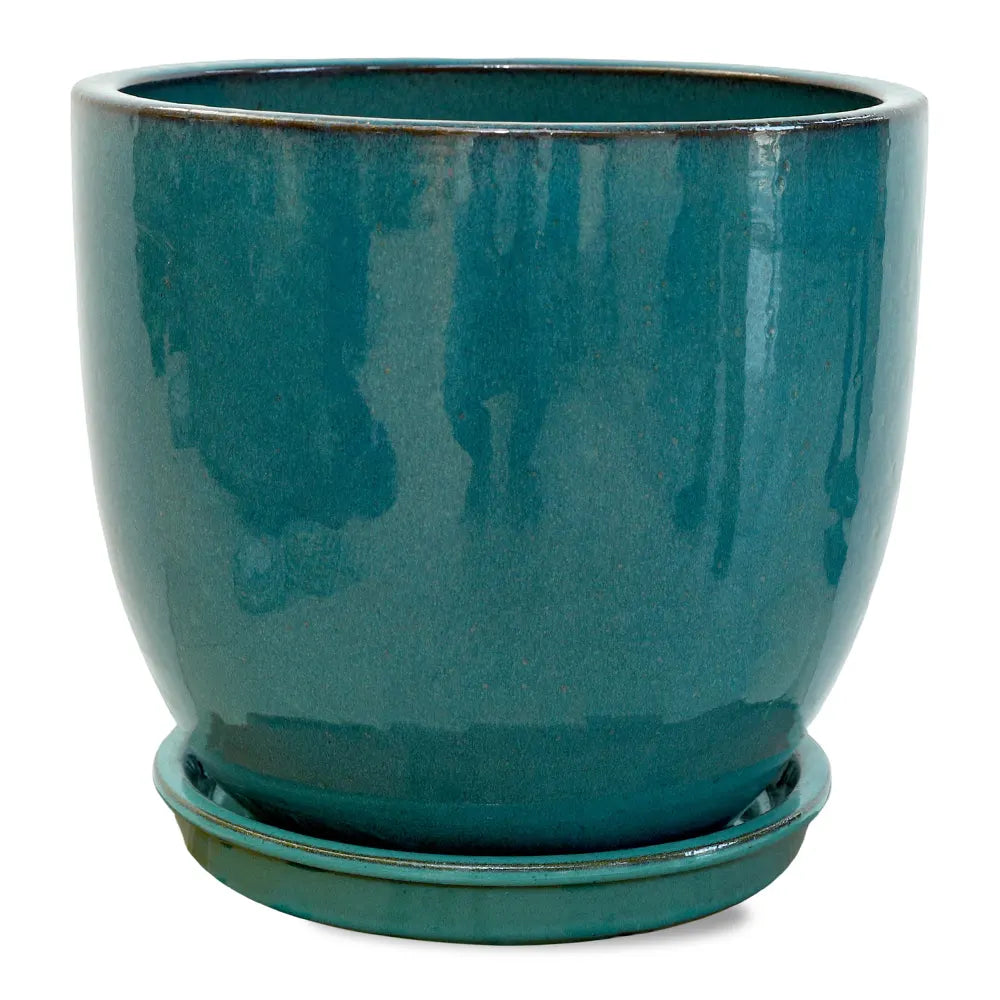 FARIA TURQUOISE CERAMIC PLANTER D30CM