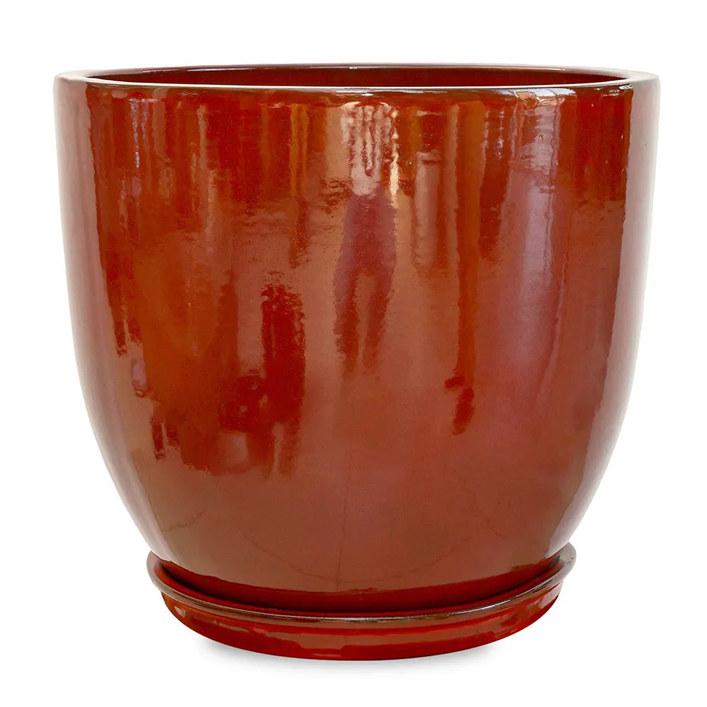 FARIA RED CERAMIC PLANTER D48CM