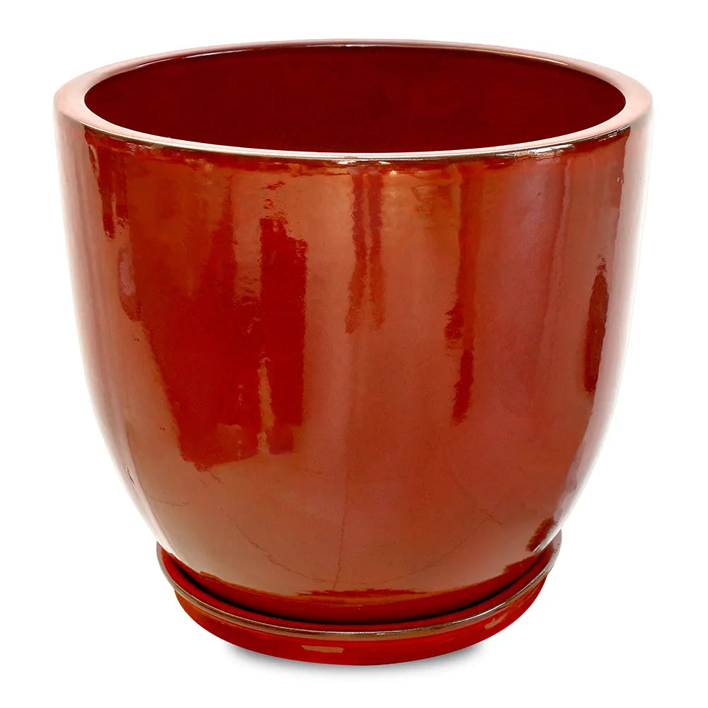 FARIA RED CERAMIC PLANTER D48CM