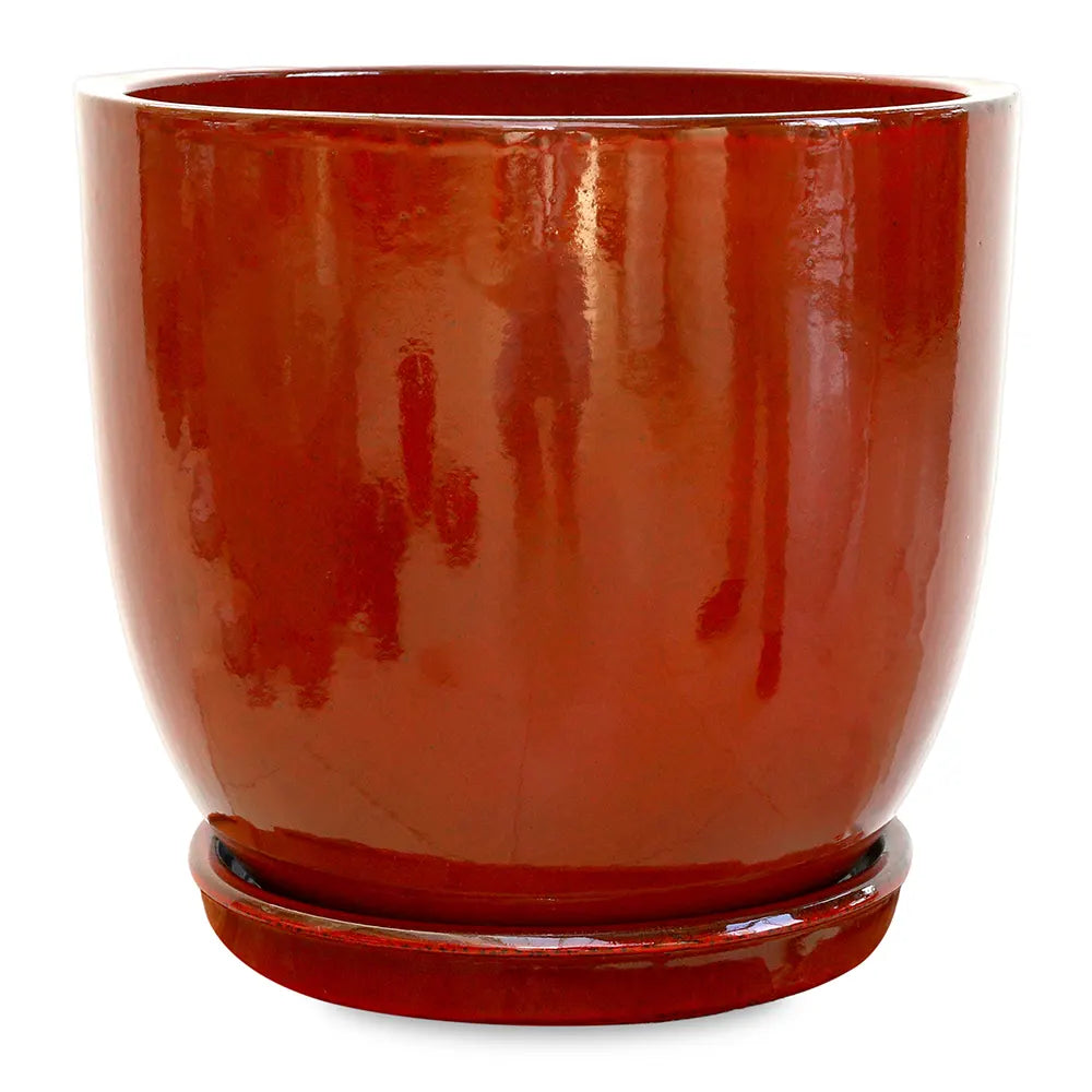 FARIA RED CERAMIC PLANTER D38CM