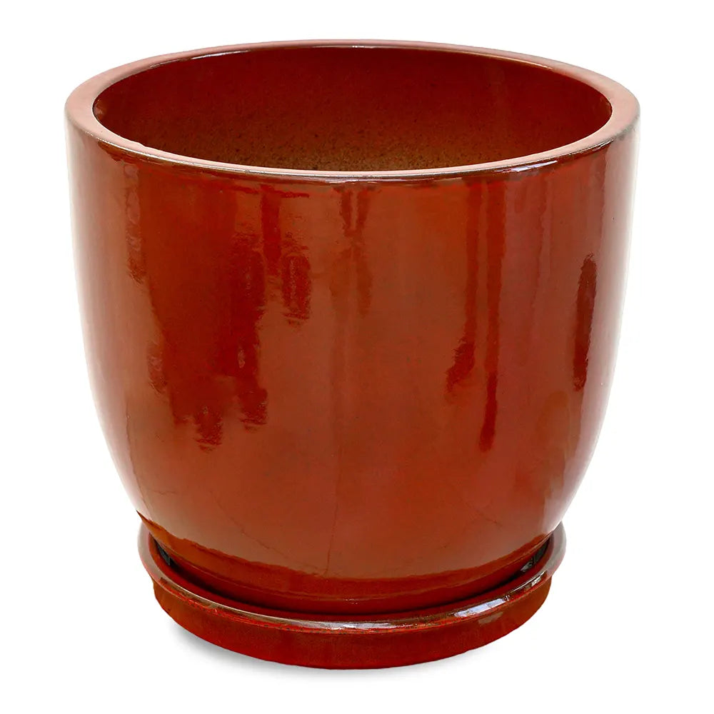 FARIA RED CERAMIC PLANTER D38CM