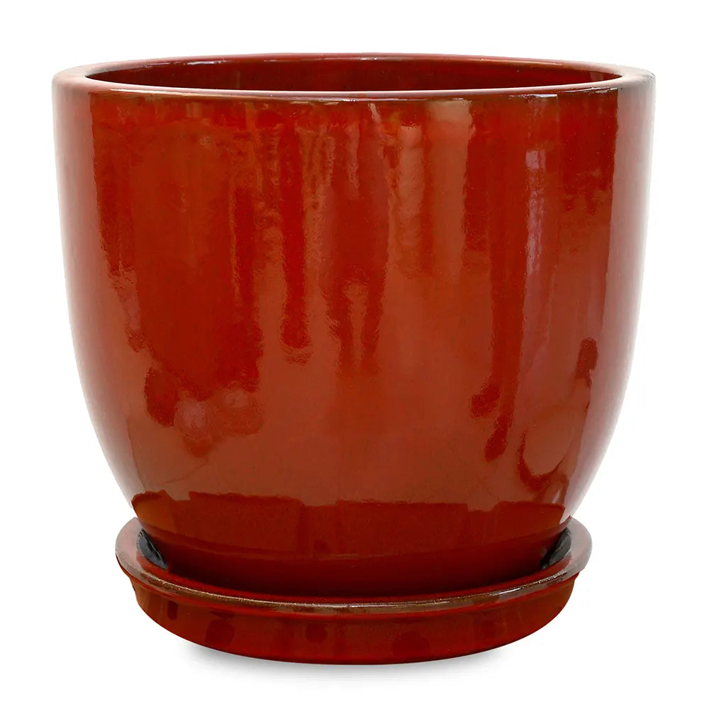 FARIA RED CERAMIC PLANTER D30CM