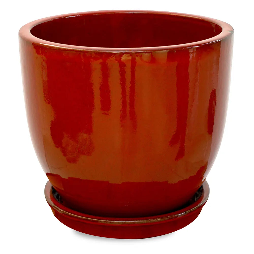 FARIA RED CERAMIC PLANTER D30CM