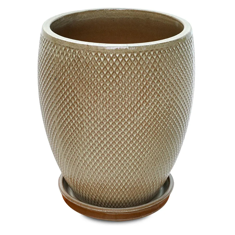 BAHIA BROWN CERAMIC PLANTER H44CM