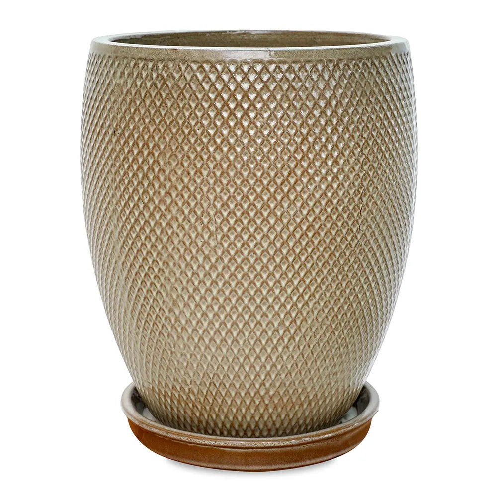 BAHIA BROWN CERAMIC PLANTER H44CM