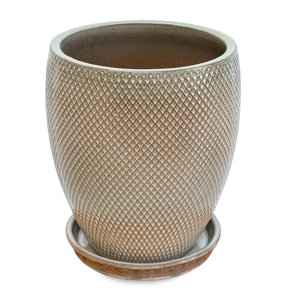 BAHIA BROWN CERAMIC PLANTER H34CM