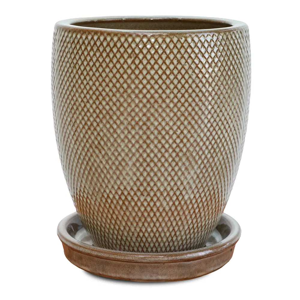 BAHIA BROWN CERAMIC PLANTER H26CM