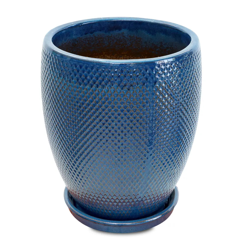 BAHIA BLUE CERAMIC PLANTER H44CM