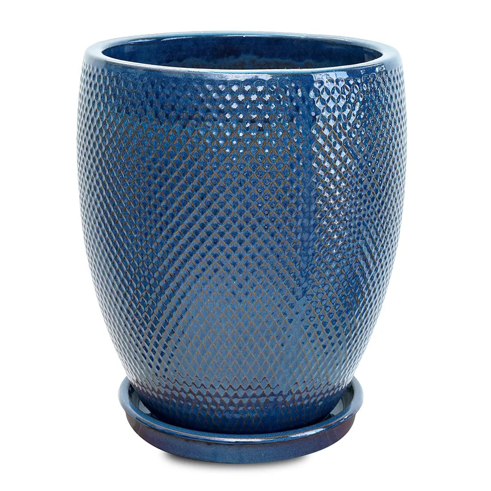 BAHIA BLUE CERAMIC PLANTER H44CM