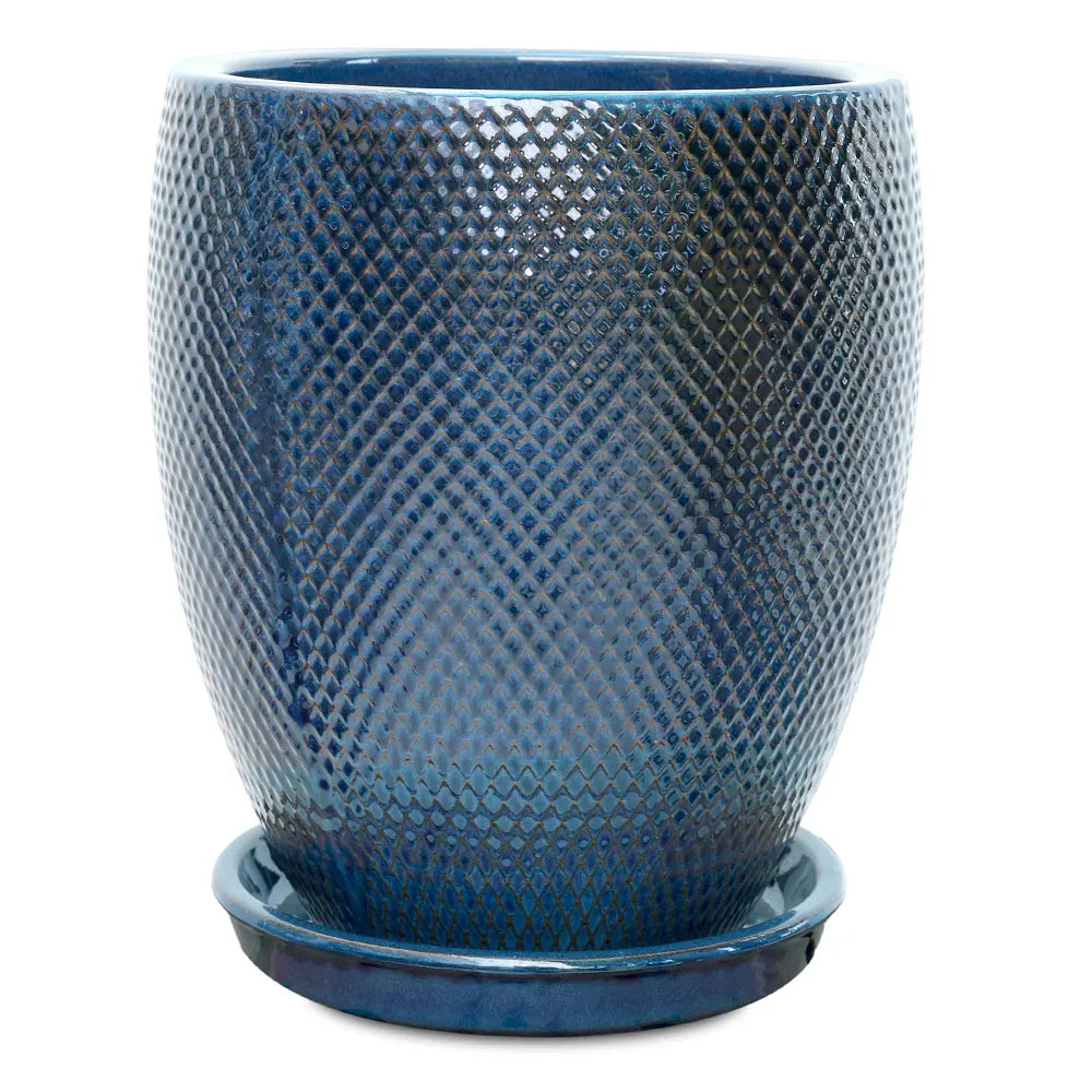 BAHIA BLUE CERAMIC PLANTER H34CM