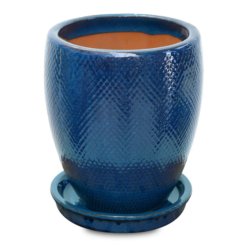 BAHIA BLUE CERAMIC PLANTER H26CM