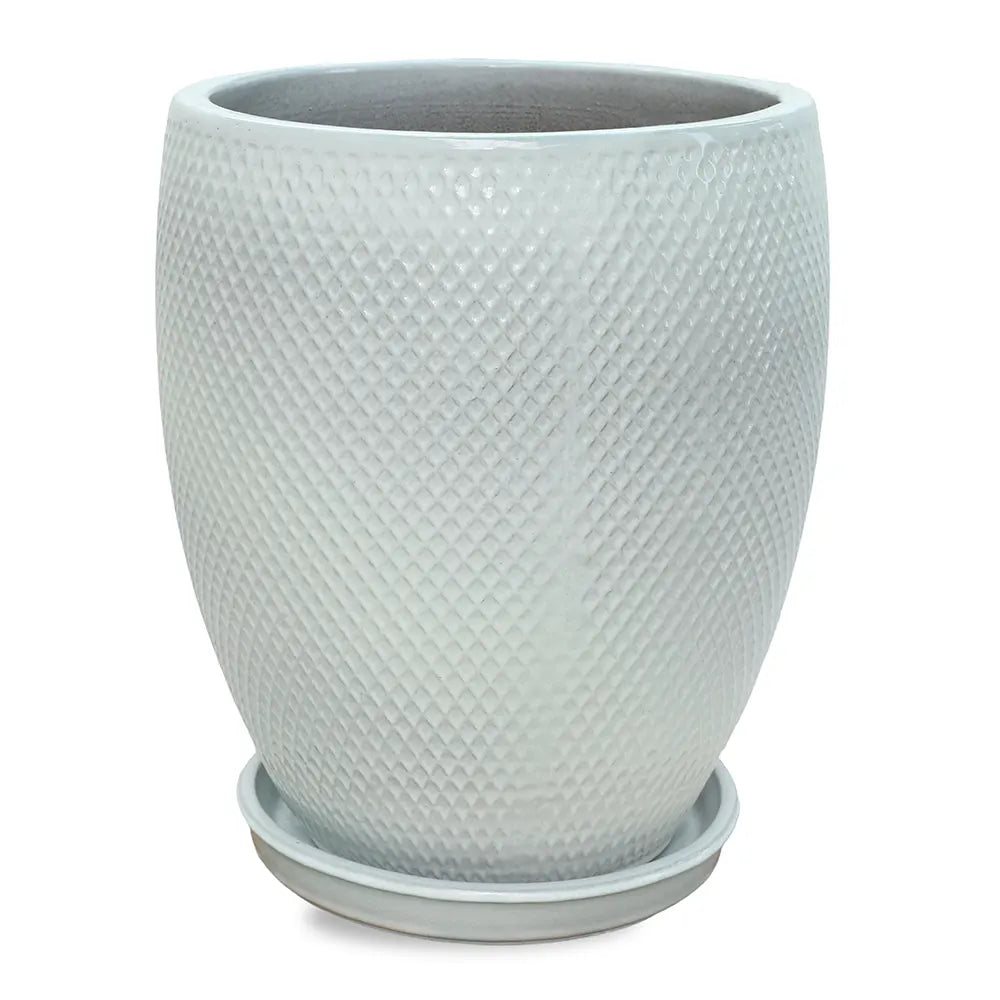 BAHIA WHITE CERAMIC PLANTER H52CM