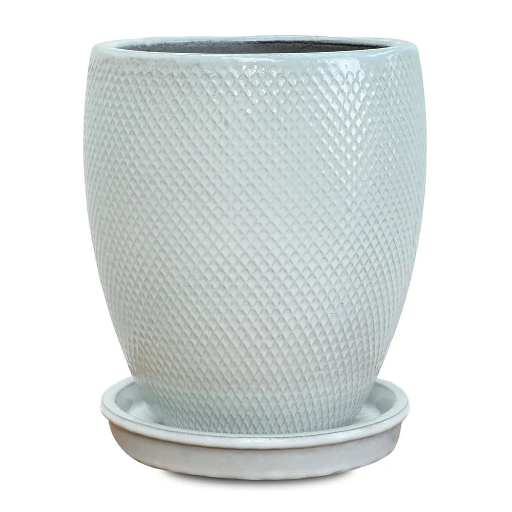 BAHIA WHITE CERAMIC PLANTER H26CM