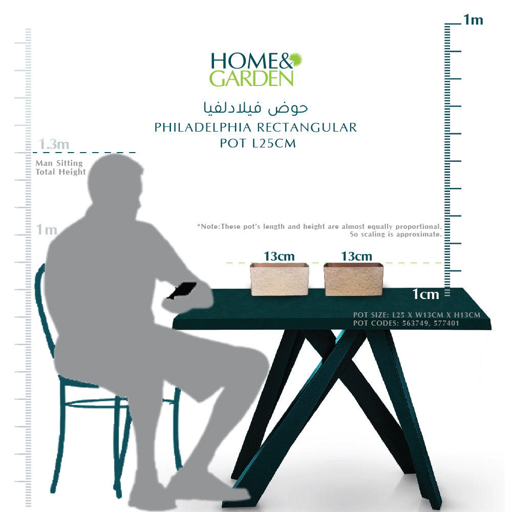 PHILADELPHIA RECTANGULAR POT L25CM - حوض فيلادلفيا