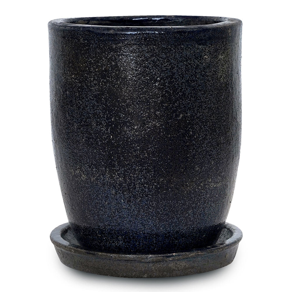 WANDERLEY ANTIQUE BLUE PLANTER WITH SAUCER - حوض واندرلي الازرق العتيق