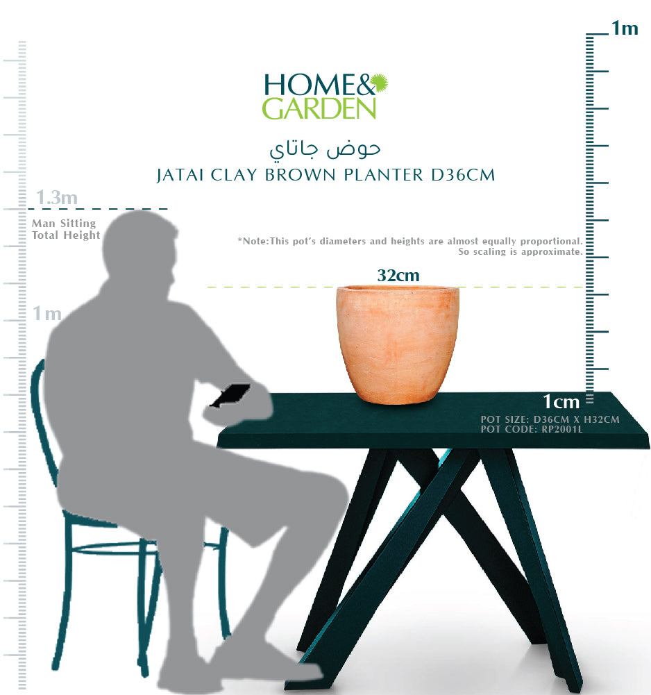 JATAI CLAY BROWN PLANTER D36cm - حوض جاتاي