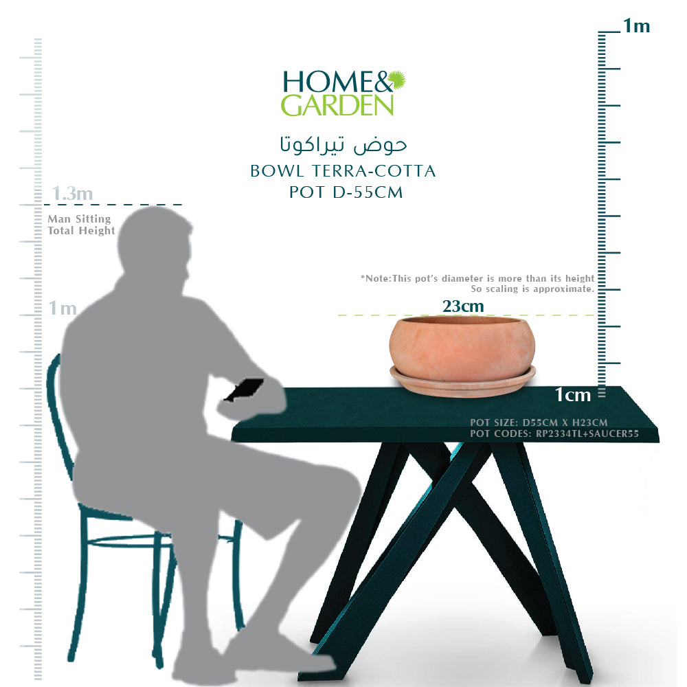 وعاء تيرا كوتا D-55cm حوض تيراكوتا 