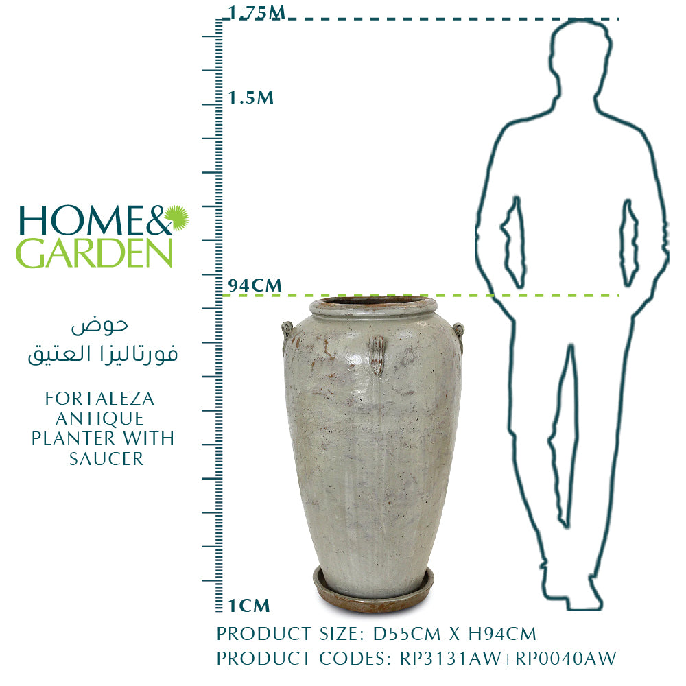 FORTALEZA ANTIQUE  PLANTER WITH SAUCER  H94CM - حوض فورتاليزا العتيق