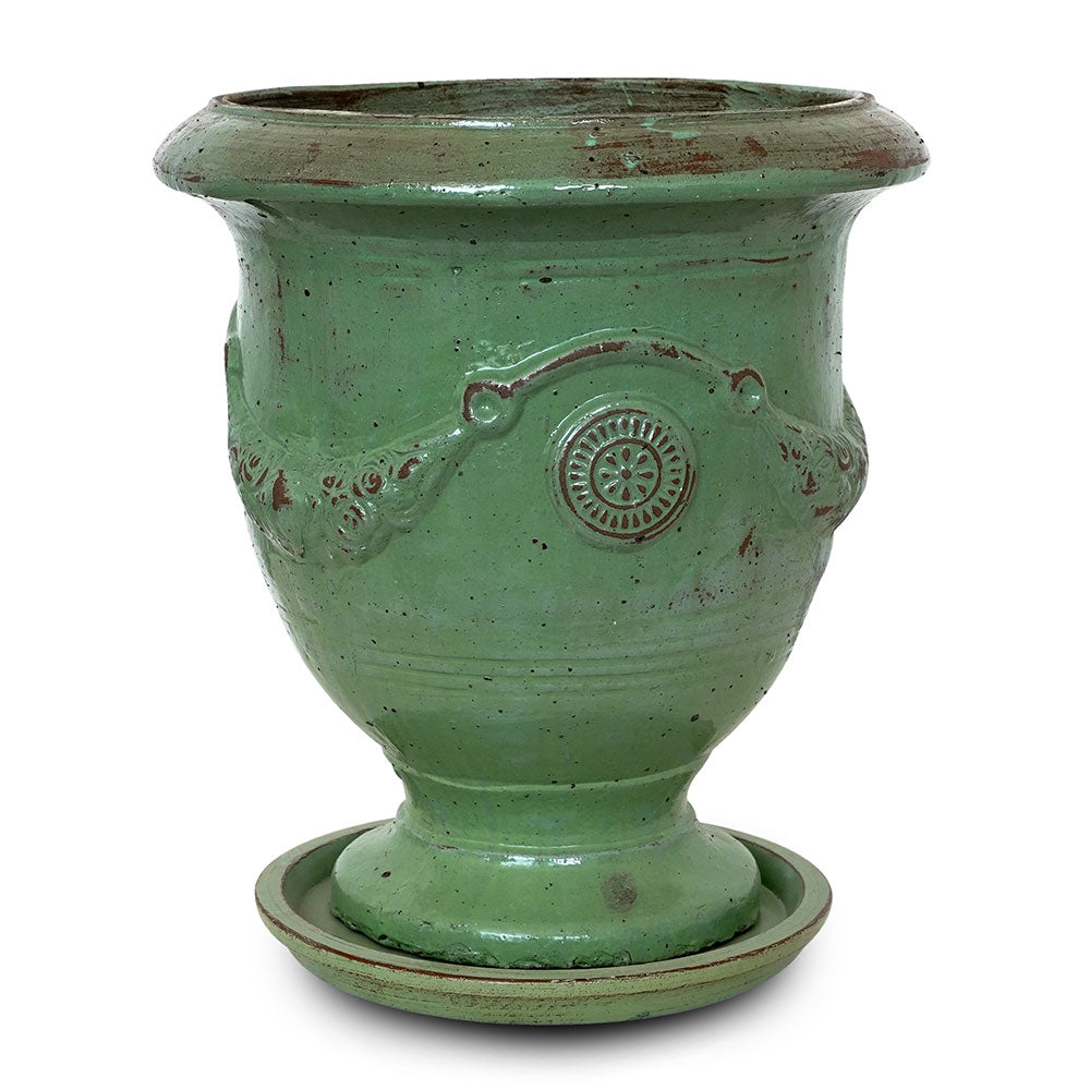 BONITO ANTIQUE MINT PLANTER WITH SAUCER  - حوض بونيتو العتيق