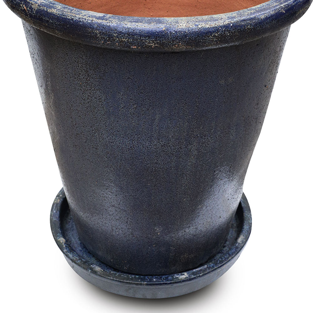 GALLEGOS ANTIQUE BUCOLIC BLUE PLANTER WITH SAUCER - حوض جاليجوس الازرق مع صحن