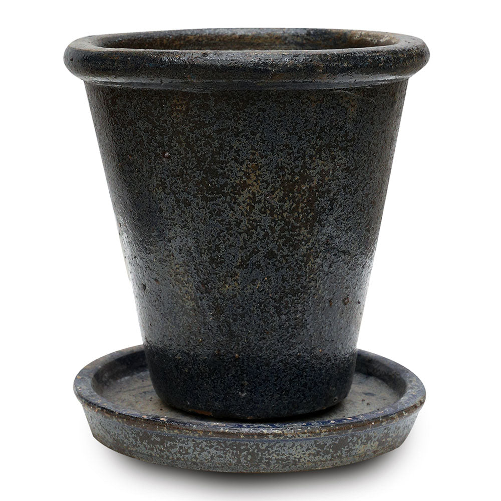 GALLEGOS ANTIQUE BUCOLIC BLUE PLANTER WITH SAUCER - حوض جاليجوس الازرق مع صحن