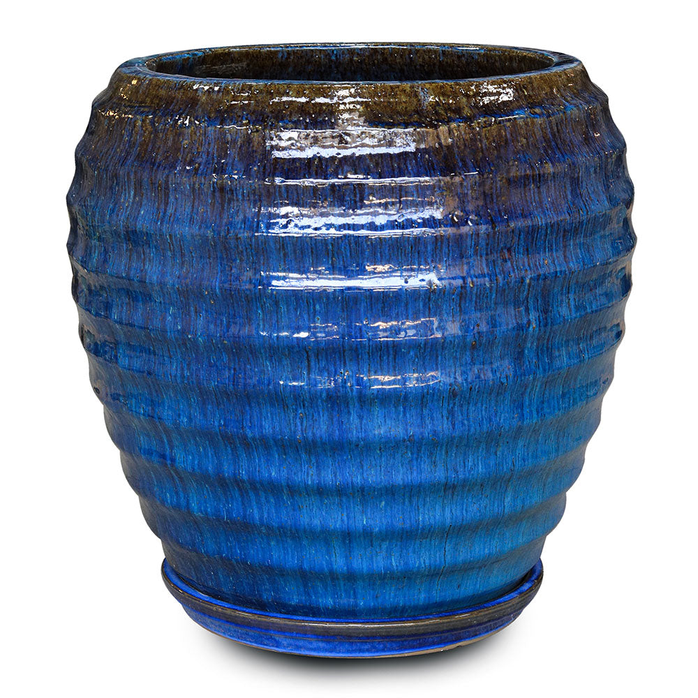 VOTORANTIM GLAZED BLUE PLANTER H50XD52CM حوض فوتورانتيم