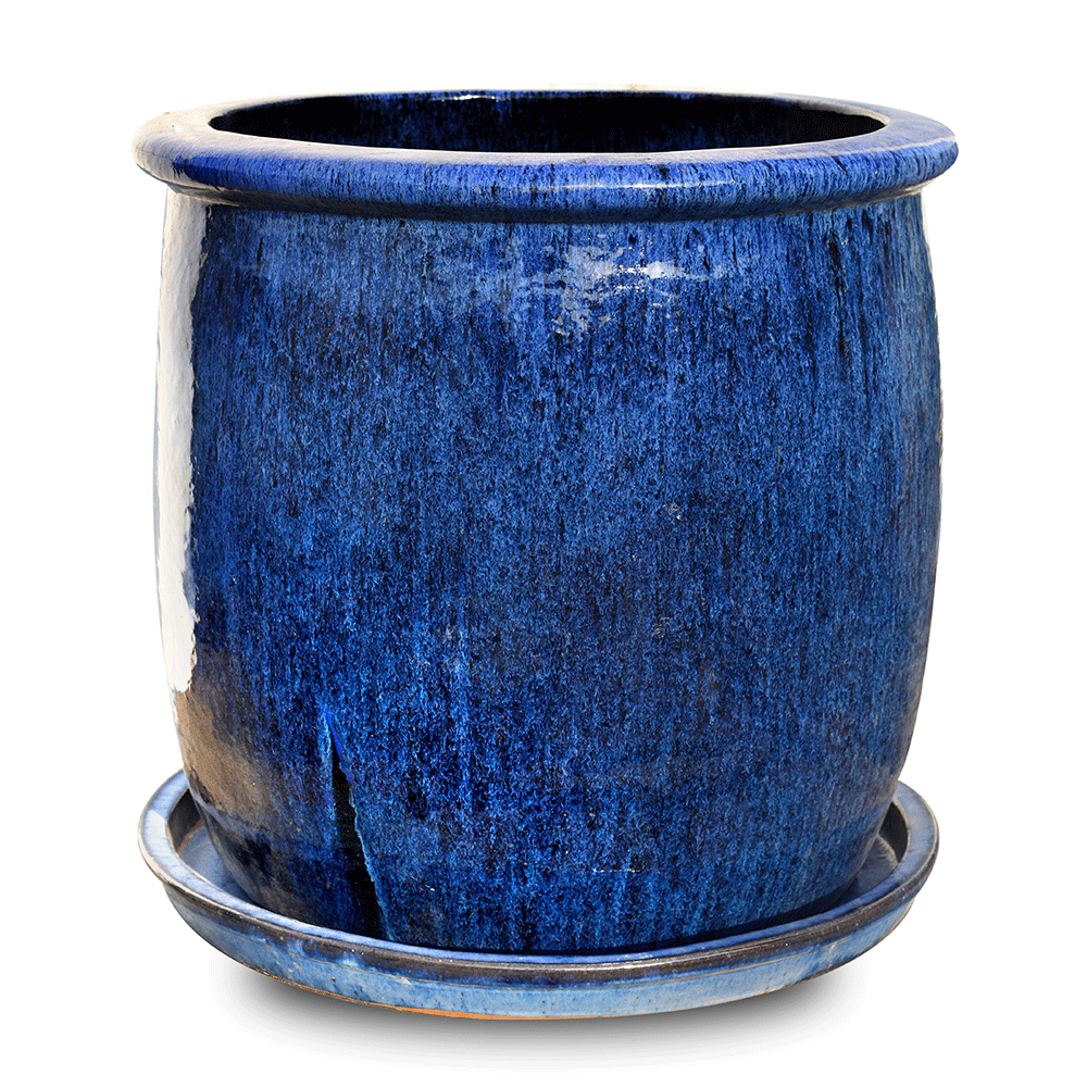 ALMERE GLAZED BLUE CERAMIC PLANTER