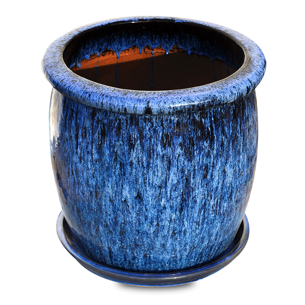 ALMERE GLAZED BLUE CERAMIC PLANTER