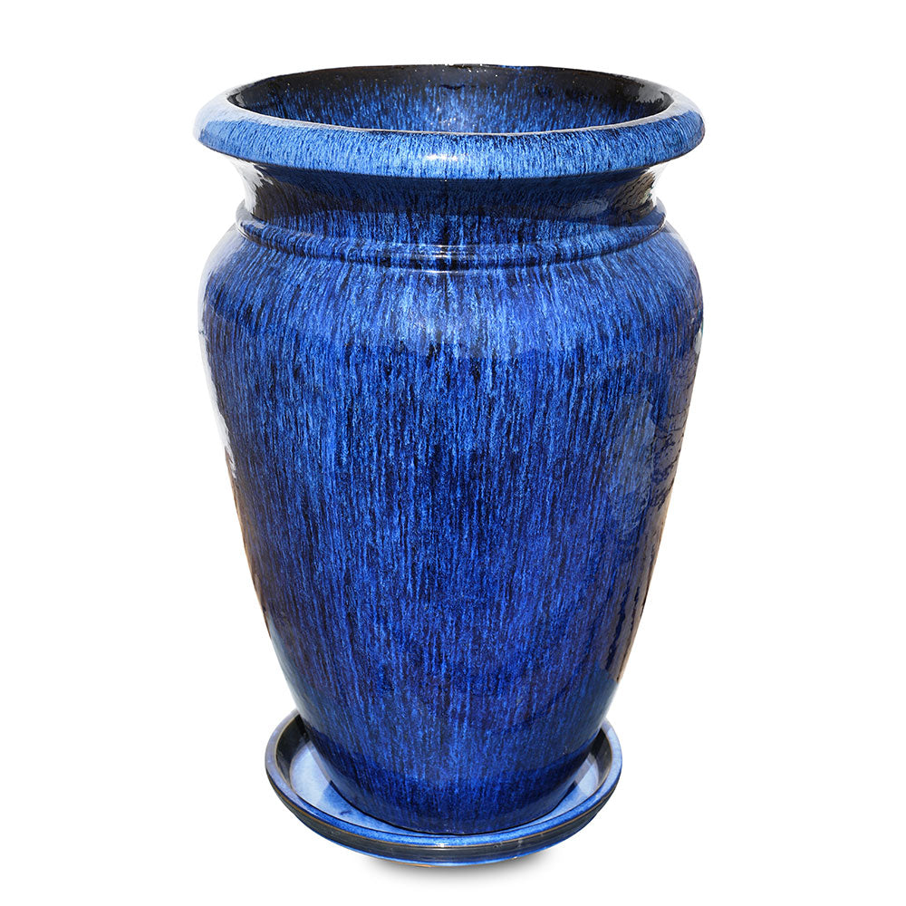 VEENDAM GLAZED BLUE CERAMIC PLANTER