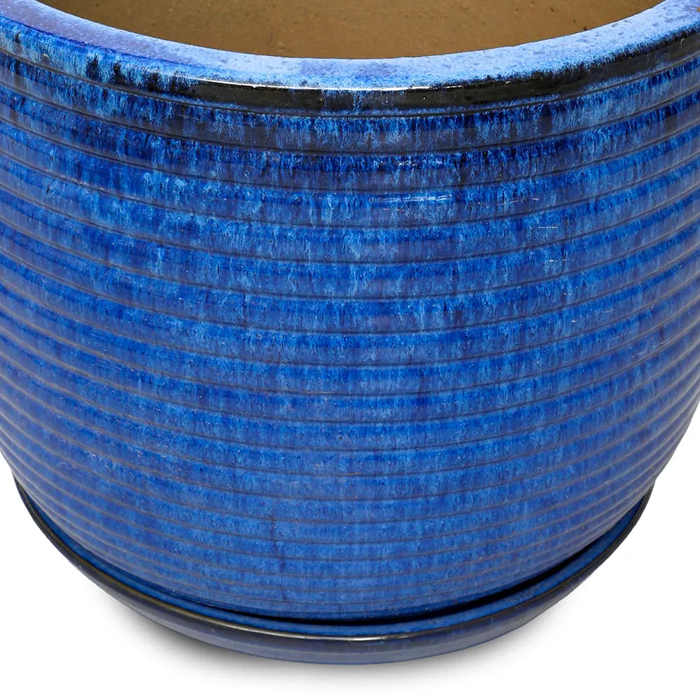 THORN  BLUE CERAMIC PLANTER D56 CM