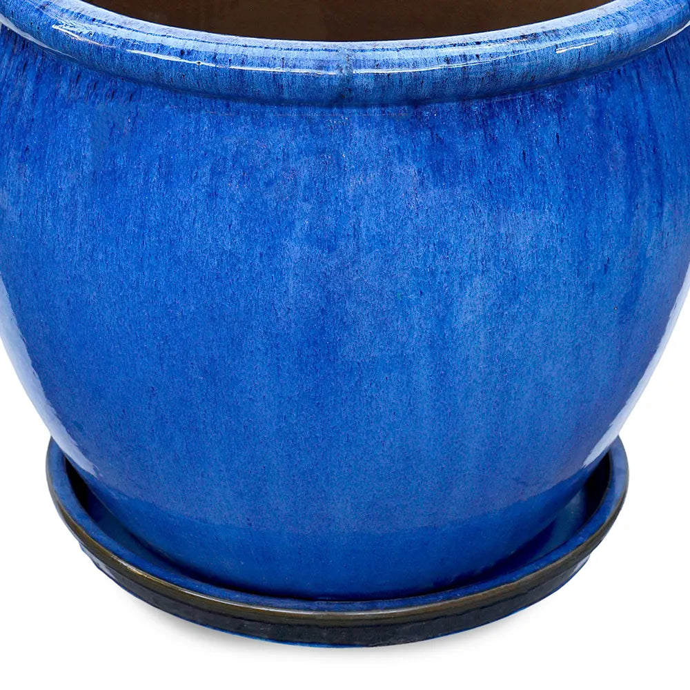 VOORBURG BLUE CERAMIC PLANTER D56 CM