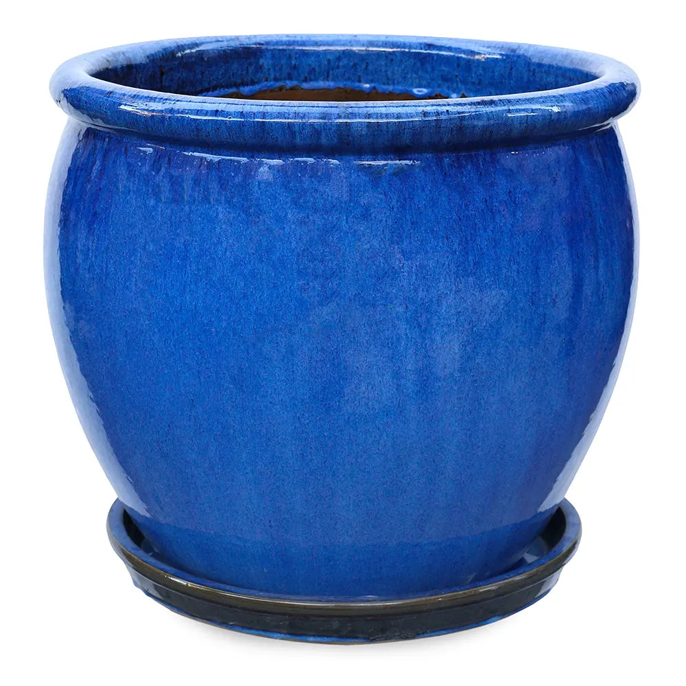 VOORBURG BLUE CERAMIC PLANTER D56 CM