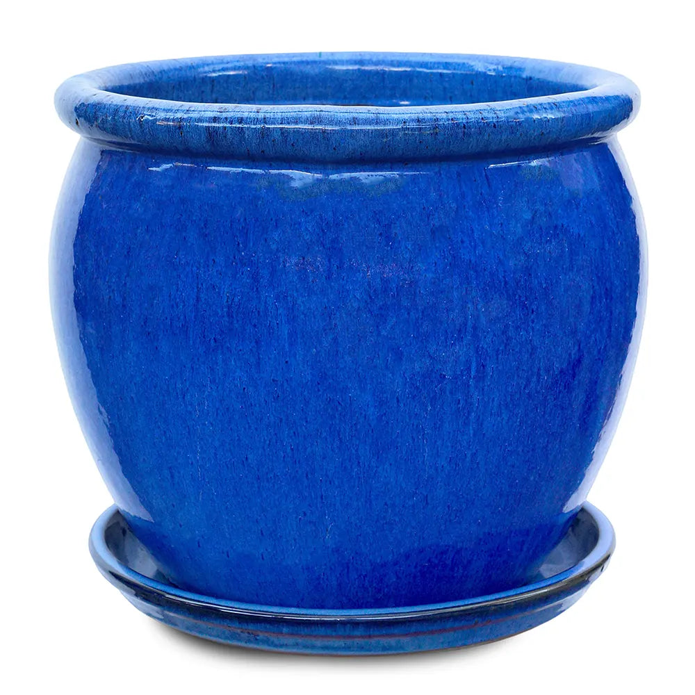 VOORBURG BLUE CERAMIC PLANTER D46 CM