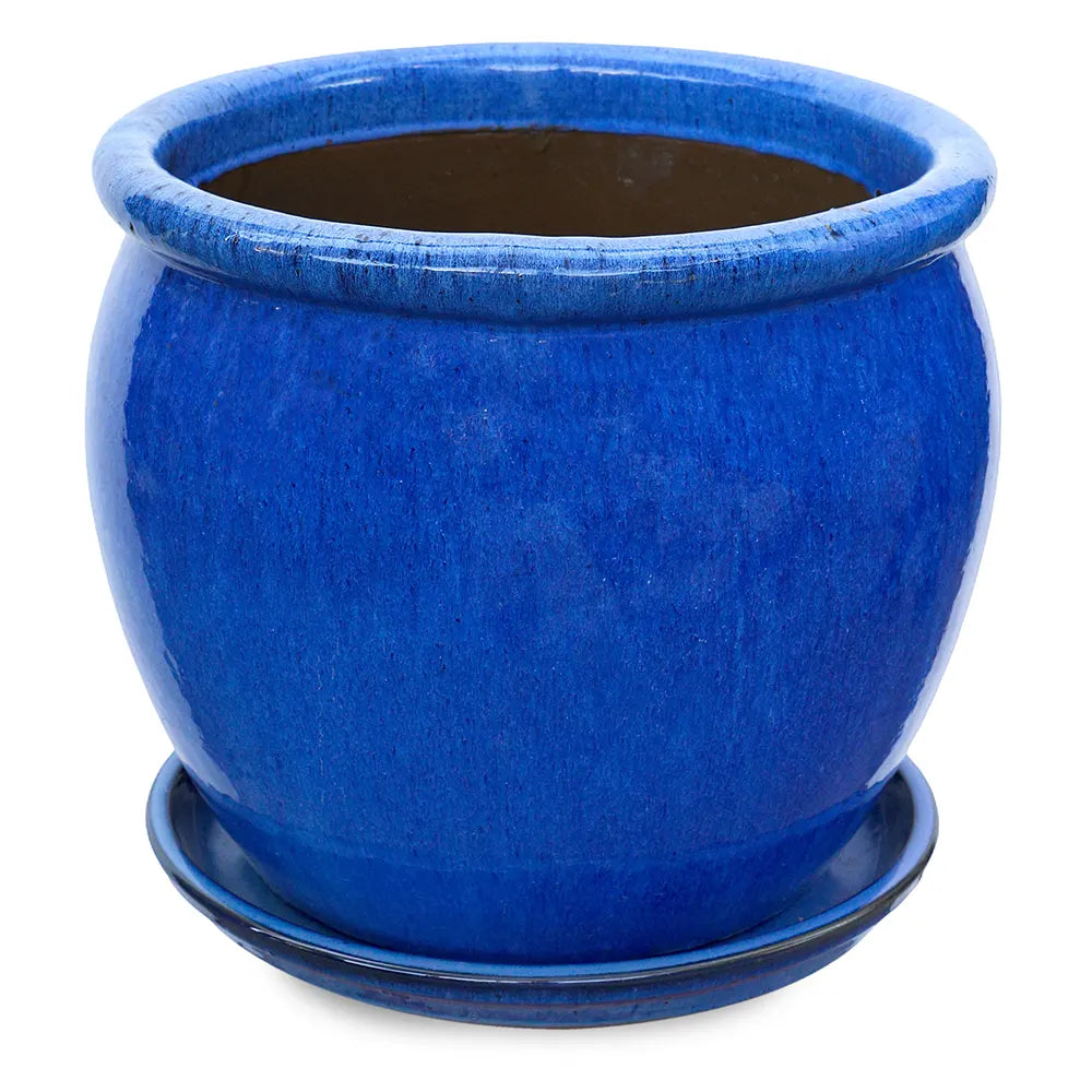 VOORBURG BLUE CERAMIC PLANTER D46 CM