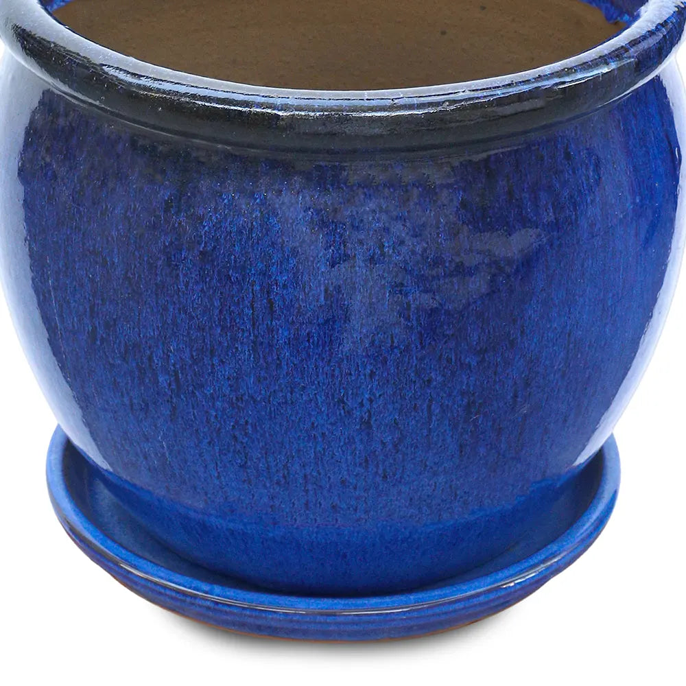 VOORBURG BLUE CERAMIC PLANTER D36 CM