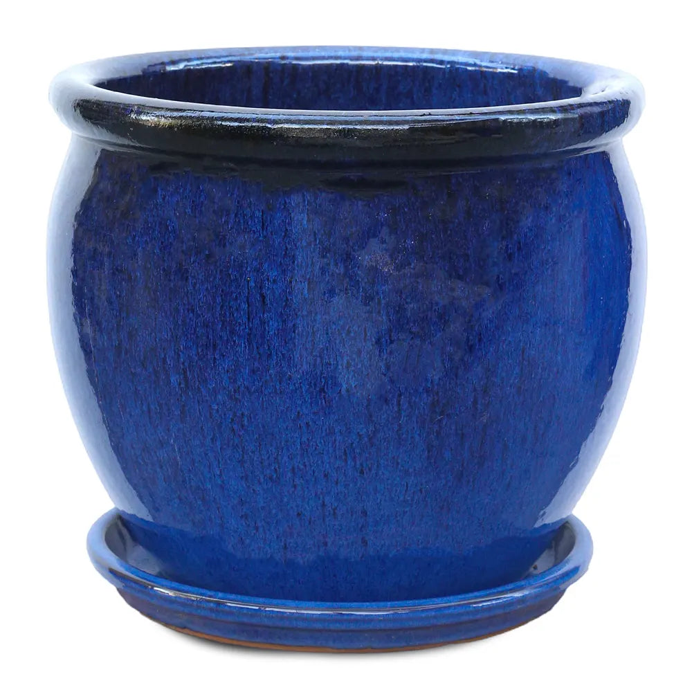 VOORBURG BLUE CERAMIC PLANTER D36 CM