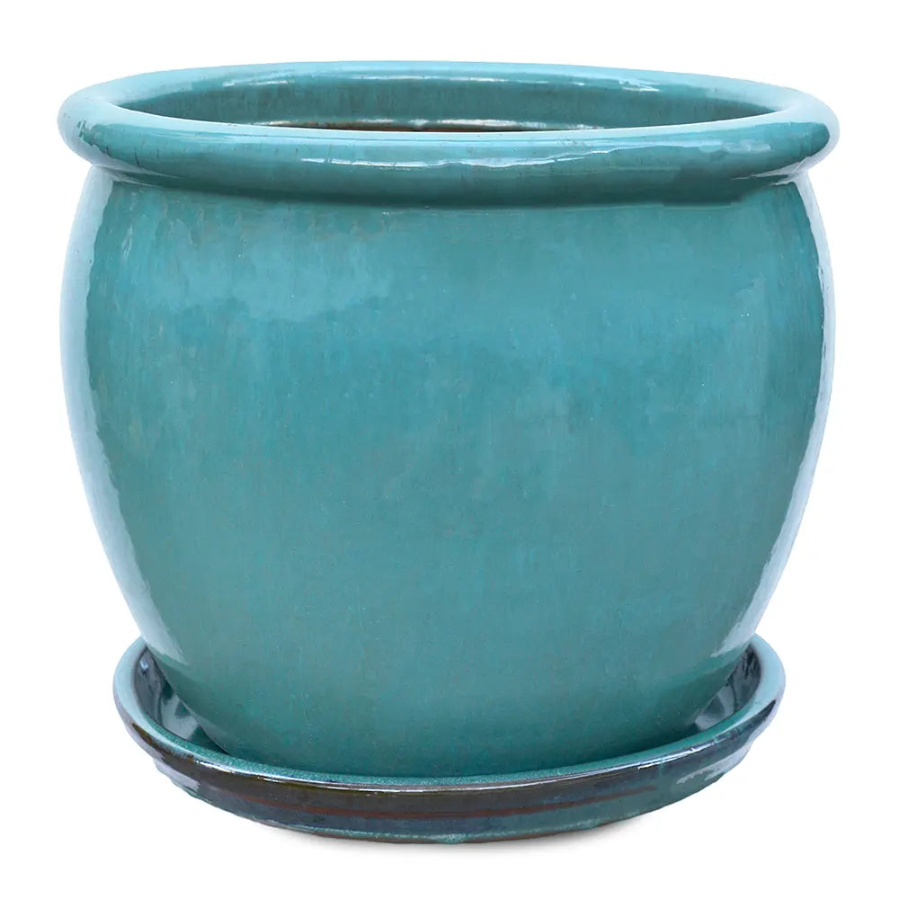 VOORBURG TURQUOISE CERAMIC PLANTER D46 CM