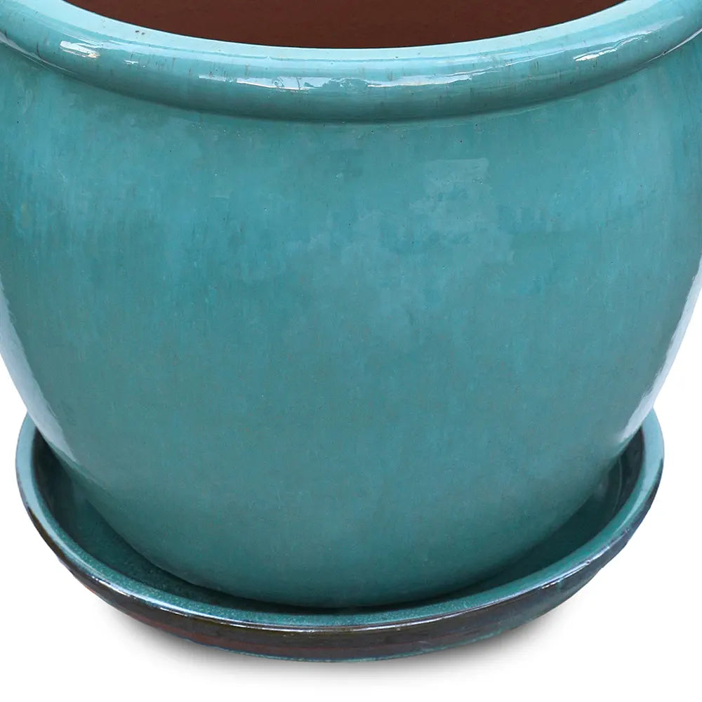 VOORBURG TURQUOISE CERAMIC PLANTER D46 CM